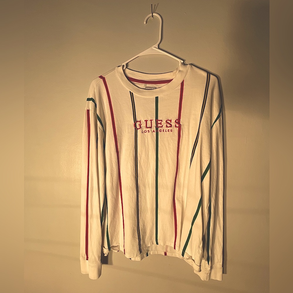 White Striped Guess Long Sleeve